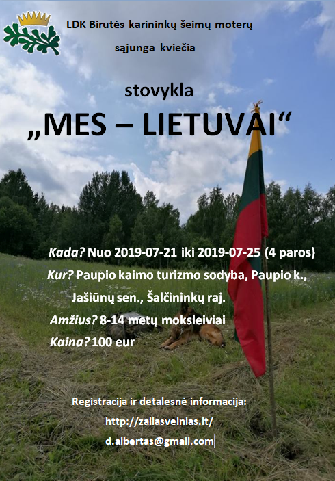 Skelbimas Vaikų vasaros stovykla "Mes - Lietuvai"