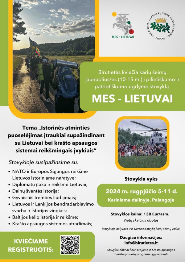 Kvietimas registruotis į Birutiečių stovyklą.