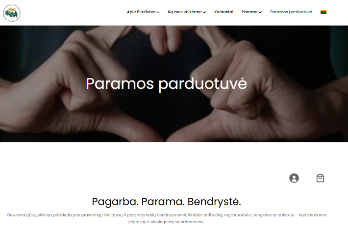 Birutiečių paramos parduotuvėje